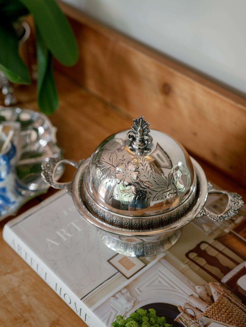 Italian Silverplate Lidded Butter Dish