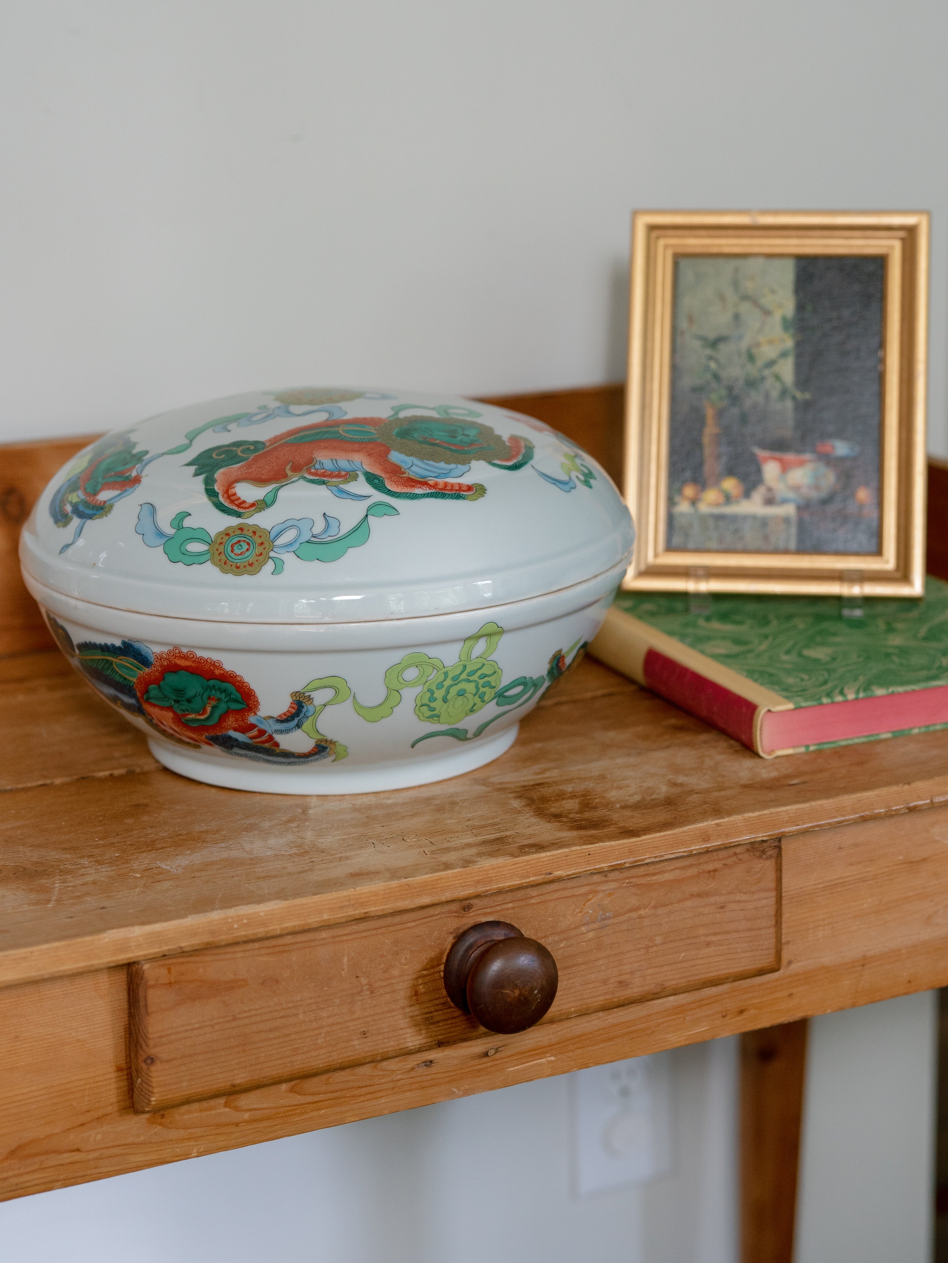 Vintage Lidded Foo Dog Bowl