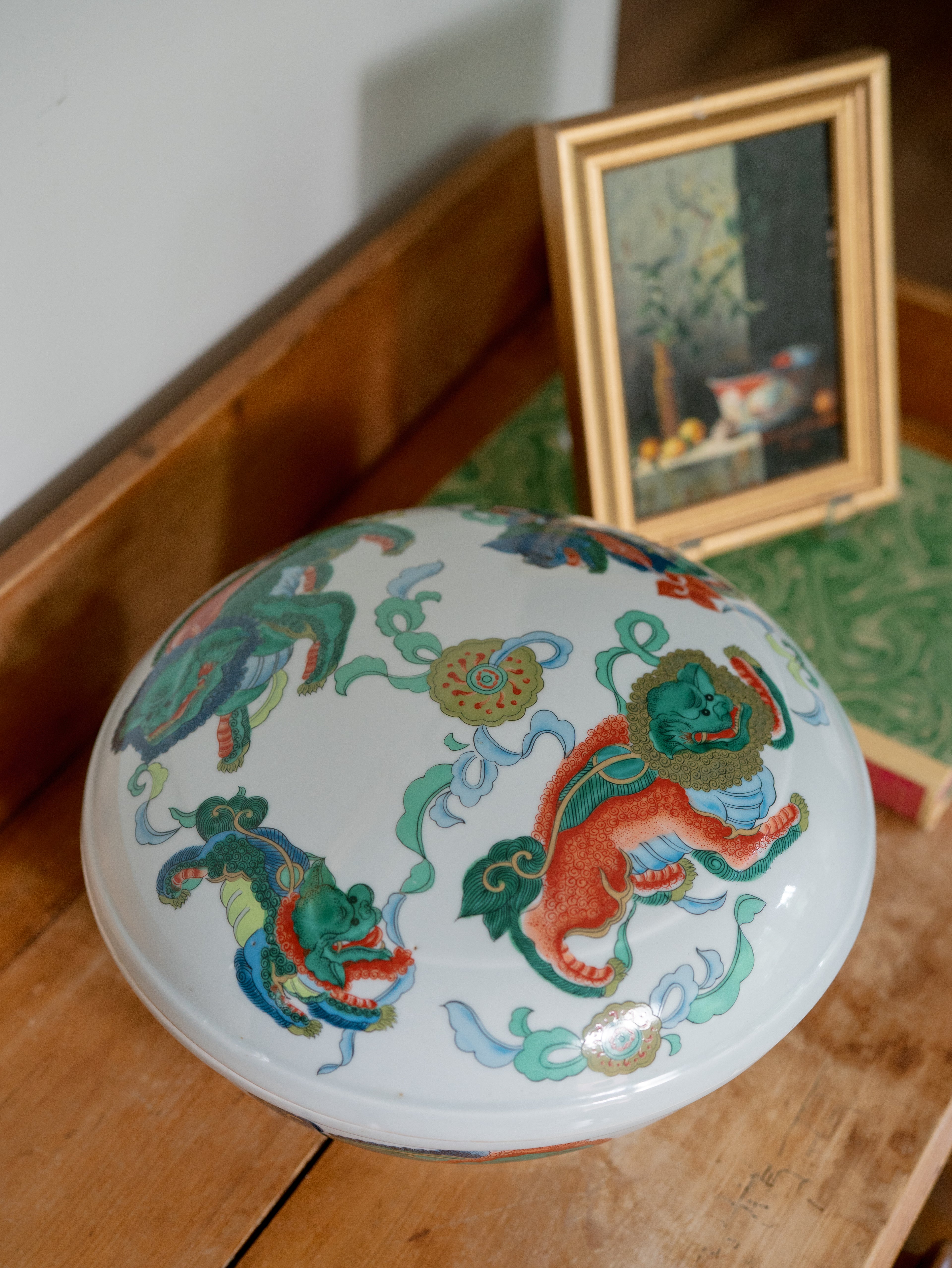 Vintage Lidded Foo Dog Bowl