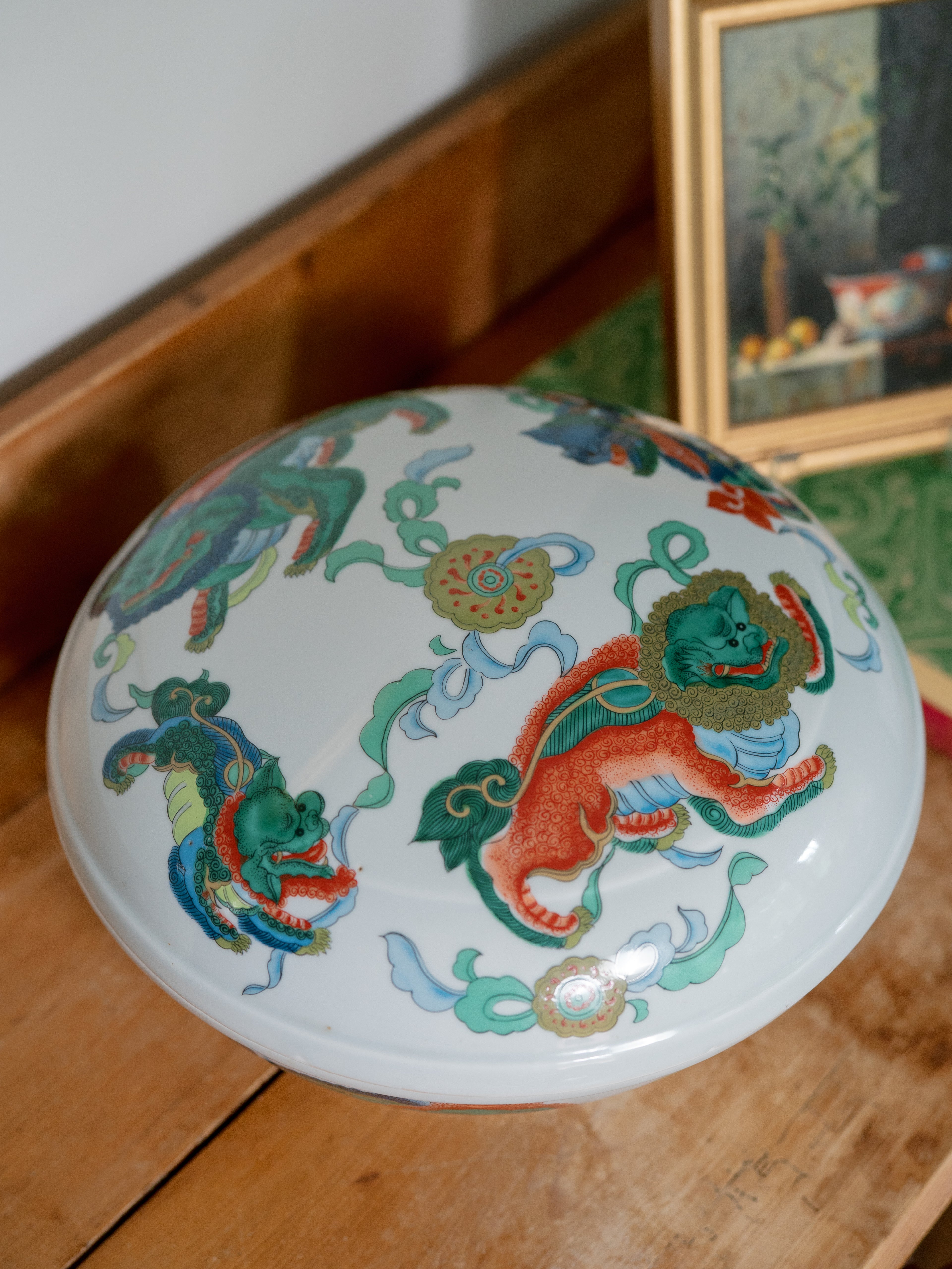 Vintage Lidded Foo Dog Bowl
