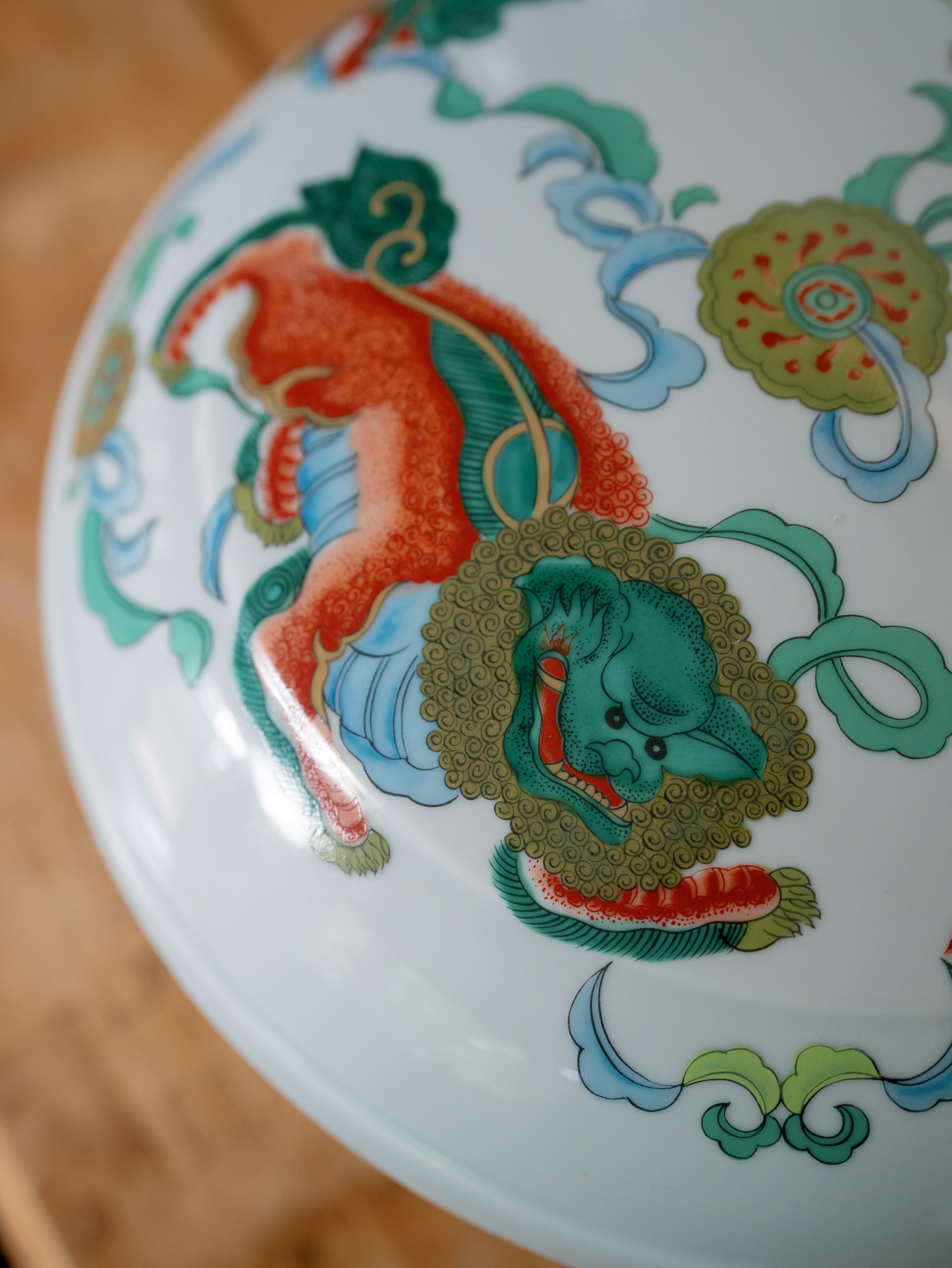 Vintage Lidded Foo Dog Bowl