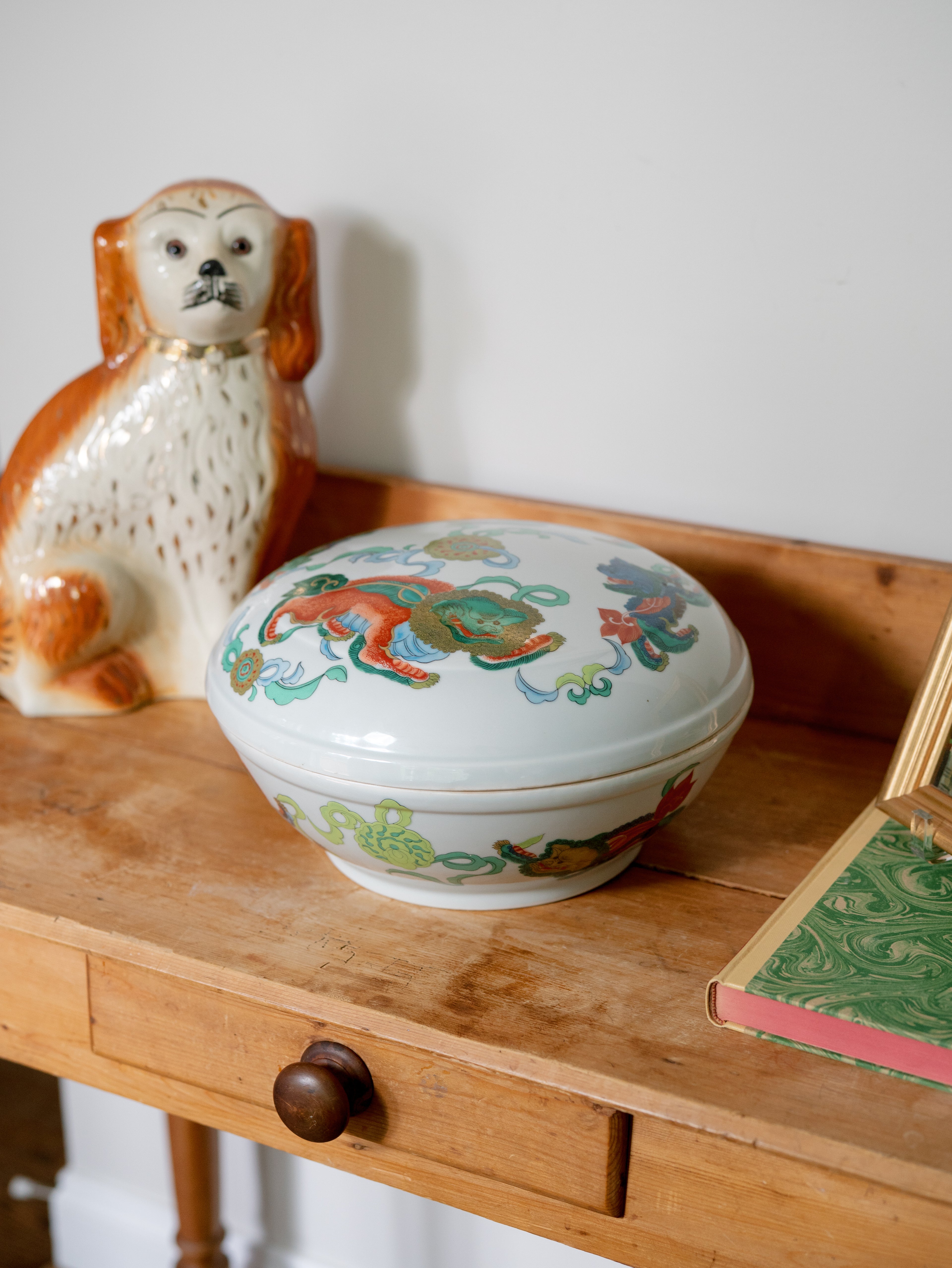 Vintage Lidded Foo Dog Bowl