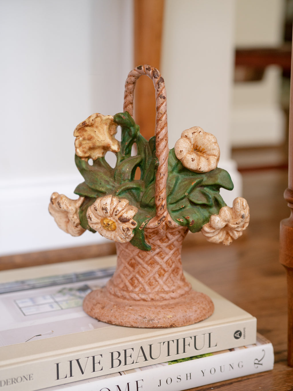 Antique Braided Bouquet Cast Iron Doorstop
