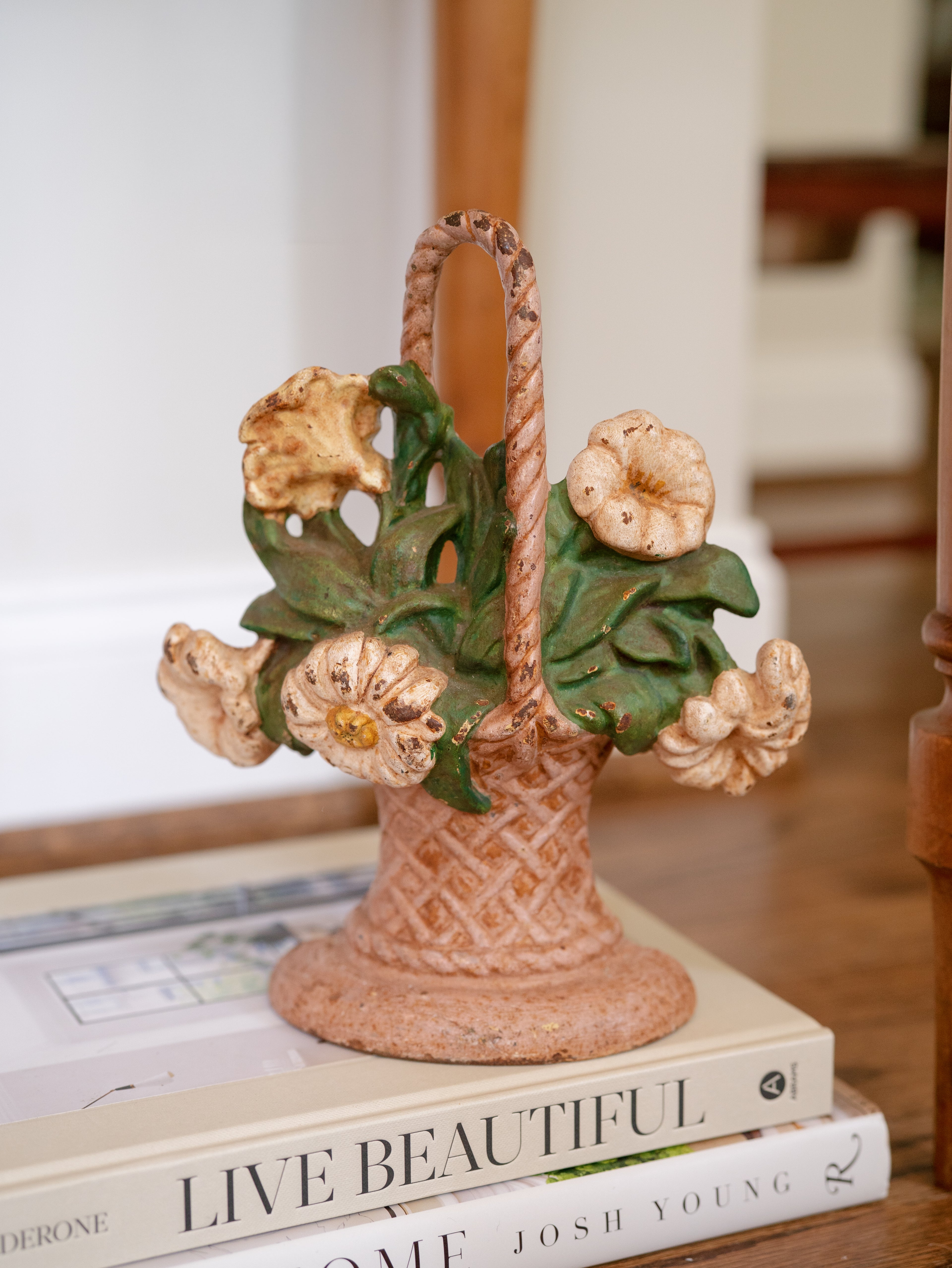 Antique Braided Bouquet Cast Iron Doorstop
