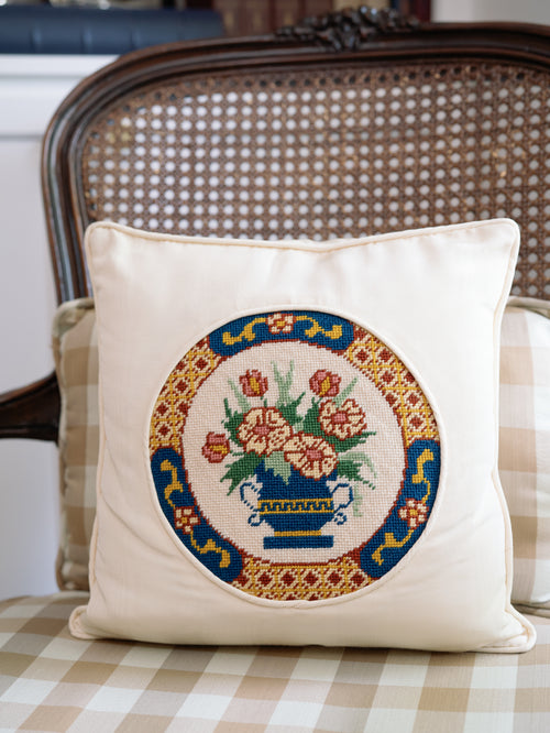 Floral Needlepoint Pillow